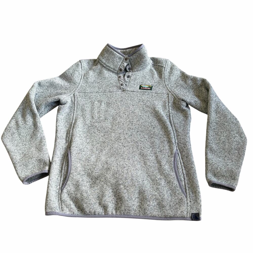L.L. Bean Women's Pullover Sweater Fleece Quarter Snap Size Medium Pewter Grey